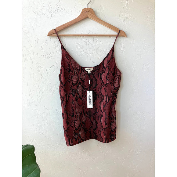 L'AGENCE Tops - L'AGENCE V-Neck Silk Tank Pyton Garnet Black NWT XS